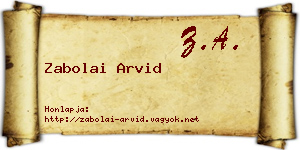 Zabolai Arvid névjegykártya